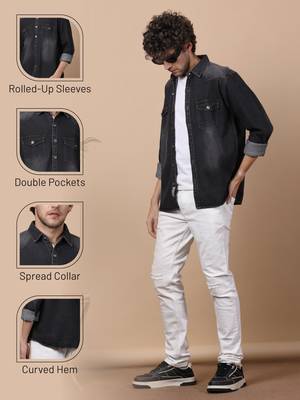 Men's denim casual shirt | double pocket shirt 2