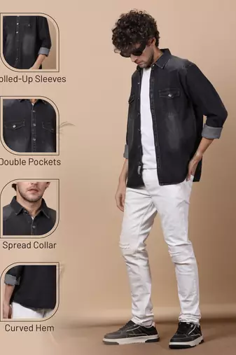 Men's denim casual shirt | double pocket shirt