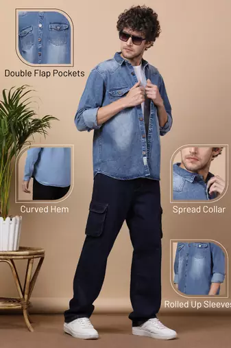 Men's denim casual shirt | double pocket shirt