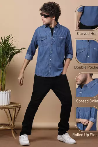 Men's denim snap button shirt | shirt for men