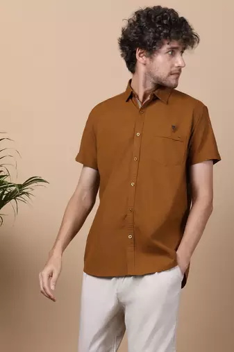 Men's linen blend casual shirt | half sleeves shirt for men