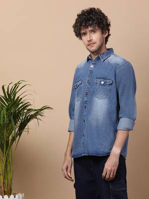 Men's denim casual shirt | double pocket shirt 3