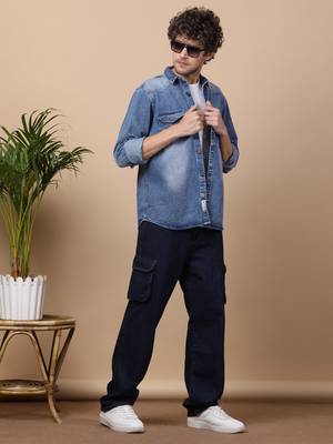 Men's denim casual shirt | double pocket shirt 5