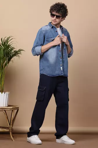 Men's denim casual shirt | double pocket shirt