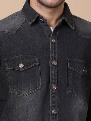 Men's denim casual shirt | double pocket shirt 4