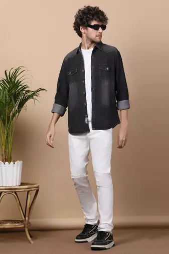 Men's denim casual shirt | double pocket shirt