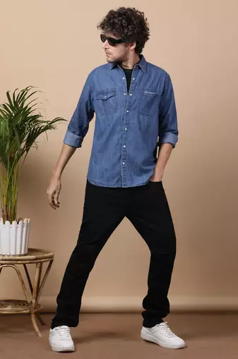 Men's denim snap button shirt | shirt for men