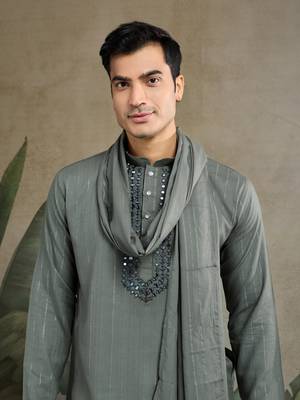 Rust green viscose rayon jari weaving mirror work wedding function festival party wear straight kurta with dupatta 2