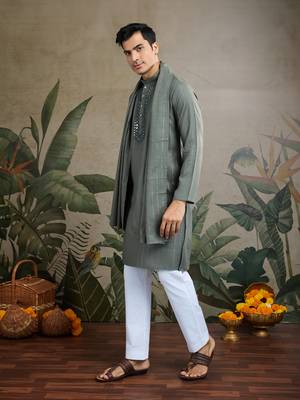 Rust green viscose rayon jari weaving mirror work wedding function festival party wear straight kurta with dupatta 3