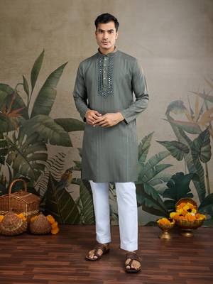 Rust green viscose rayon jari weaving mirror work wedding function festival party wear straight kurta with dupatta 4