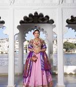 pink Women's Jacquard Silk With Weaving Zari Work Lehenga Choli, Paithani Lehenga Choli