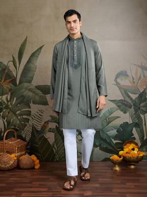 Rust green viscose rayon jari weaving mirror work wedding function festival party wear straight kurta with dupatta 6