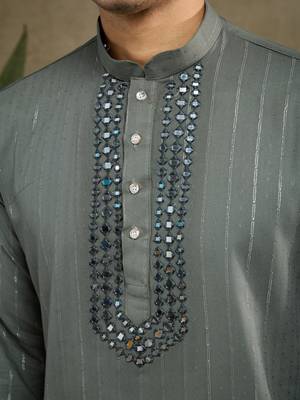 Rust green viscose rayon jari weaving mirror work wedding function festival party wear straight kurta with dupatta 7