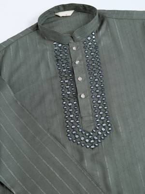 Rust green viscose rayon jari weaving mirror work wedding function festival party wear straight kurta with dupatta 8