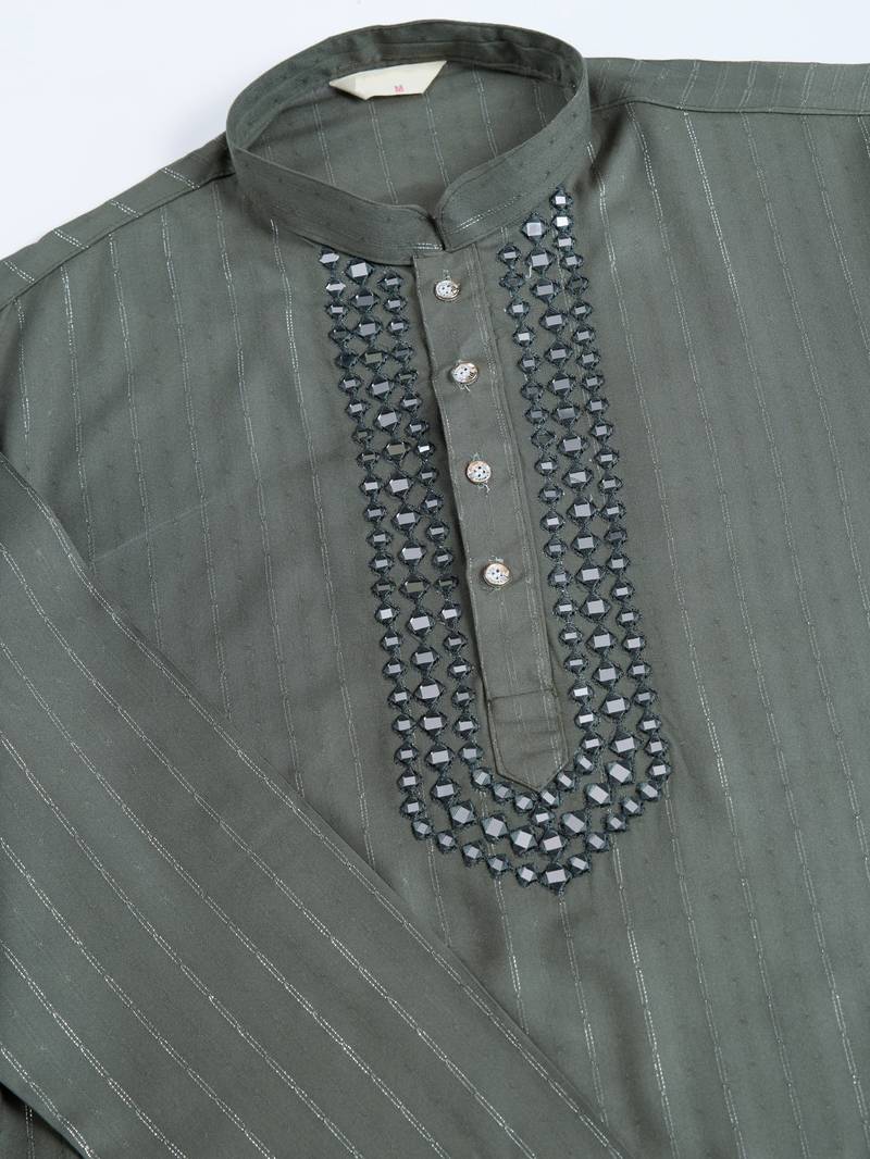 Rust green viscose rayon jari weaving mirror work wedding function festival party wear straight kurta with dupatta