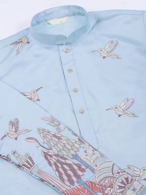 sky blue viscose silk thread & sequins embroideredstraight kurta 8