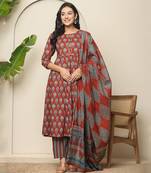  red pure cotton maternity kurta set with dupatta