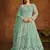 Sea-green embroidery net anarkali suit