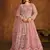 Peach embroidery net anarkali suit