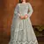 Grey embroidery net anarkali suit