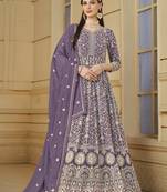 Lavender embroidery faux georgette anarkali suit