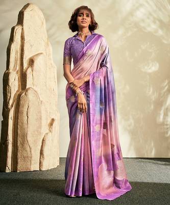 Lavender ombre khadi silk saree 1