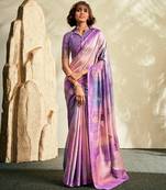 Lavender ombre khadi silk saree