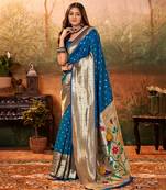 Royal blue charm paithani art silk saree