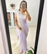 Lilac georgette embroidered saree