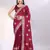 Elegant maroon chinon silk embroidered saree with matching blouse