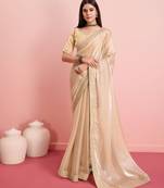 Soft tissue golden embroidered saree