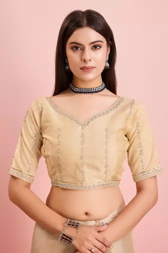 Soft tissue golden embroidered saree