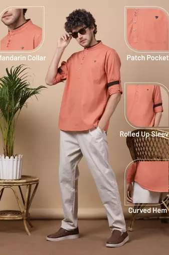 Organe linen cotton short kurta