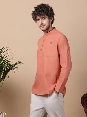 Organe linen cotton short kurta 3