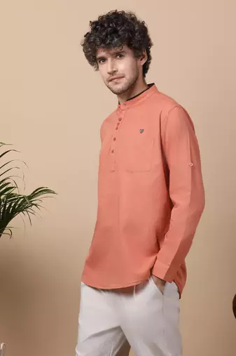 Organe linen cotton short kurta