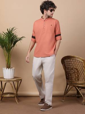 Organe linen cotton short kurta 5