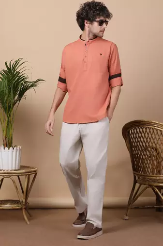 Organe linen cotton short kurta