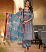 Multi color Cotton cambric Anarkali set