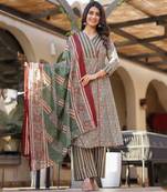 Multi color Cotton cambric printed Anarkali set