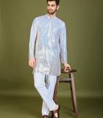 Ombre yellow georgette thread sequence & embroidery work kurta