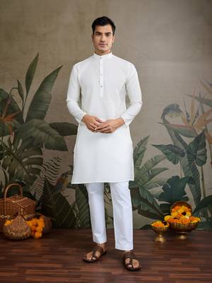 White viscose silk thread warovski embroidered work with kurta & koti 3