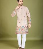 Ivory exclusive festival wear viscose silk thread & sequence embroidered work kurta