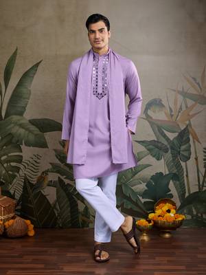 Dusty pink Viscose Rayon Real mirror work kurta with dupatta 1