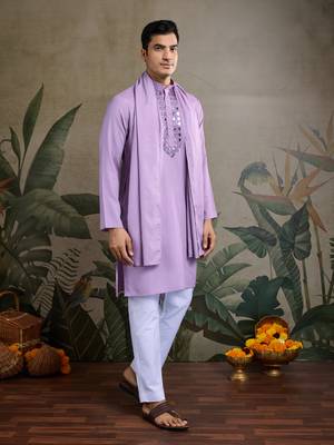 Dusty pink Viscose Rayon Real mirror work kurta with dupatta 2
