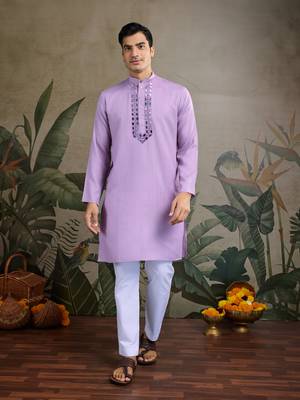 Dusty pink Viscose Rayon Real mirror work kurta with dupatta 4