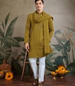 Rust yellow Viscose Rayon Real mirror work kurta with dupatta