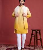 Yellow viscose real mirror work kurta with dupatta collection