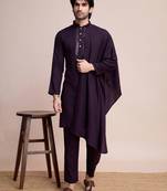 Purple viscose thread & sequence embroidered work kurta pant set