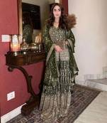 Green Georgette Kurta Pant Set with Dupatta