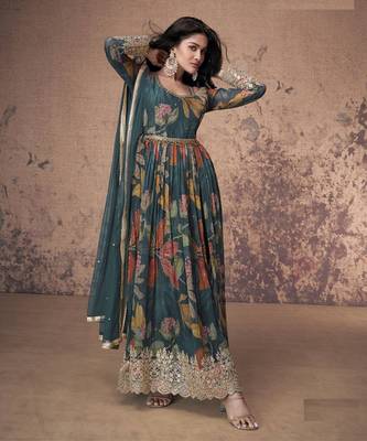 Green Georgette Anarkali Salwar Suit for Women 1